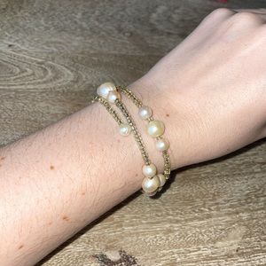 Faux Pearl Stretch Wrap Bracelet